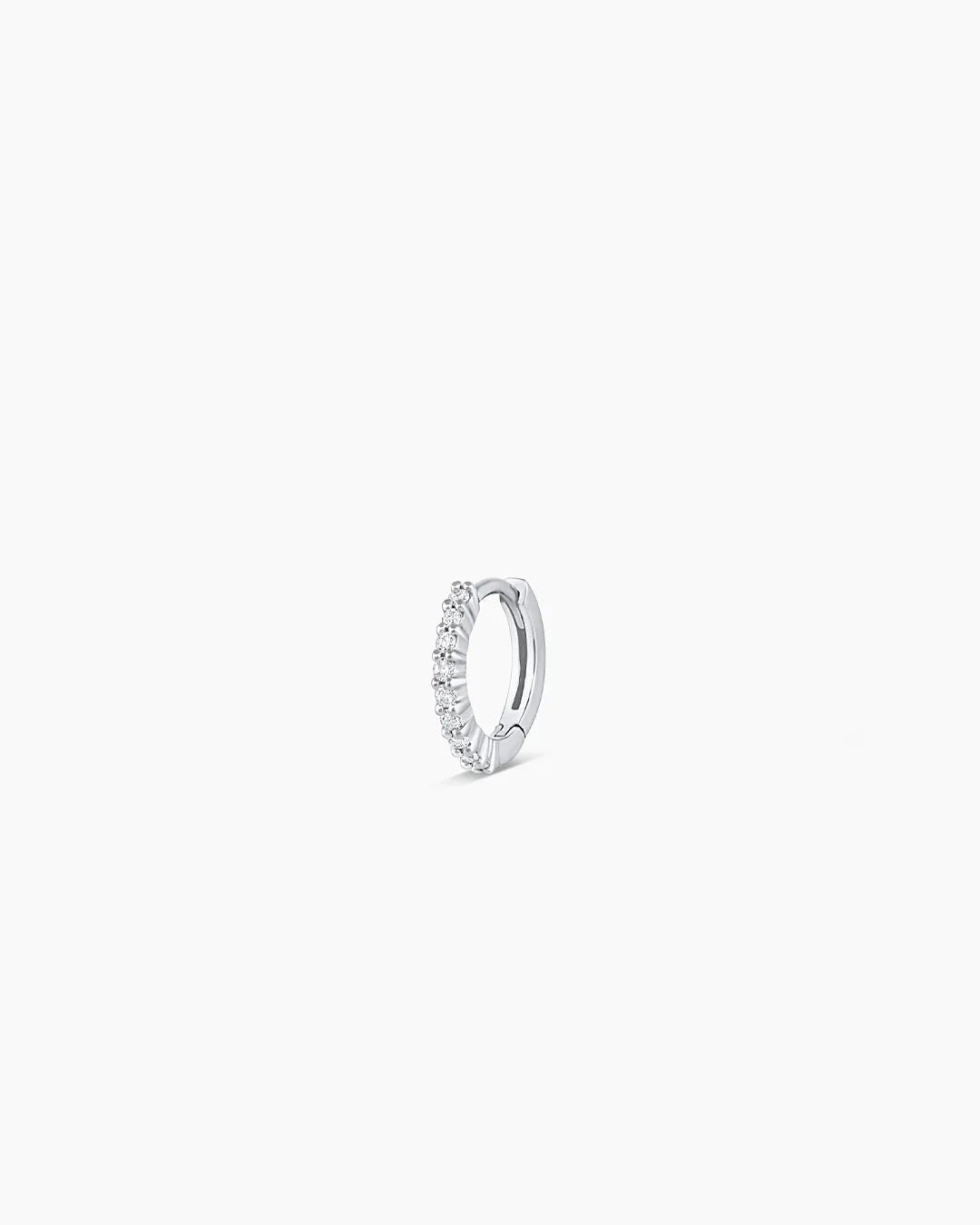 14K White Gold Diamond Pavé Single Huggie