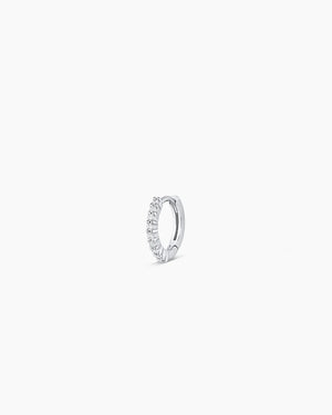 14K White Gold Diamond Pavé Single Huggie