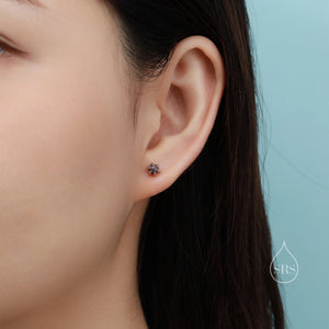 Cosmic Purple Opal Long Prong Stud Earrings in Sterling Silver, Silver or Gold, Opal Earrings, Tiny Opal Earrings, Dainty Opal Earrings