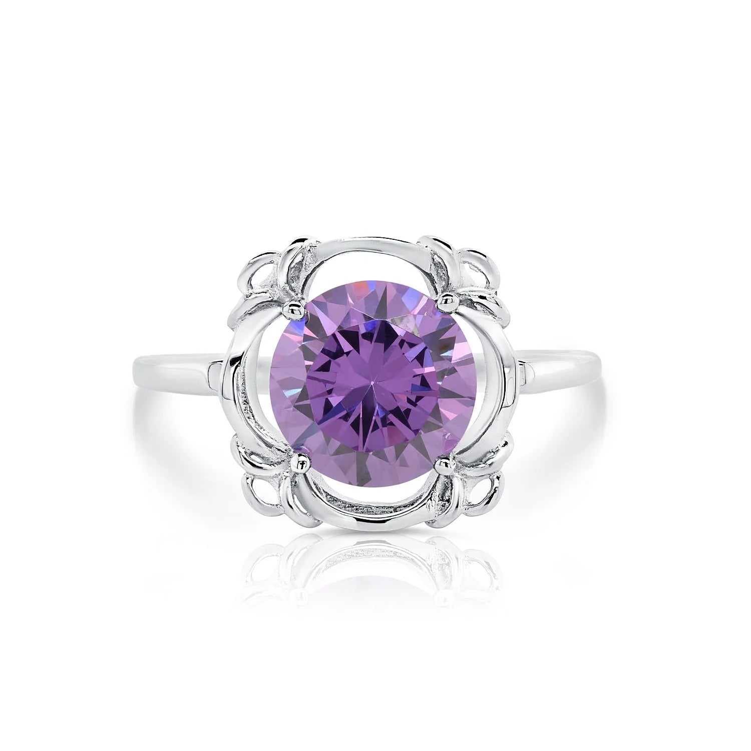 CZ Birthstone Ring, 4 Colors in Sterling Silver