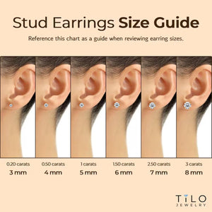 14K Yellow Gold Solitaire round Cubic Zirconia Stud Earrings in Secure Screw-Backs, Sleeper Cz Studs, Unisex, by TILO Jewelry