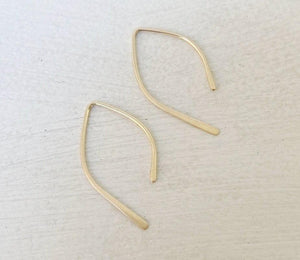 Dazzling 14K Gold Wishbone Open Hoop Earrings - Minimalist 1 Inch Threader Design.