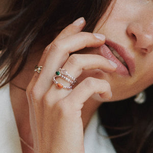 Healing Stone Bobble Ring Sterling Silver