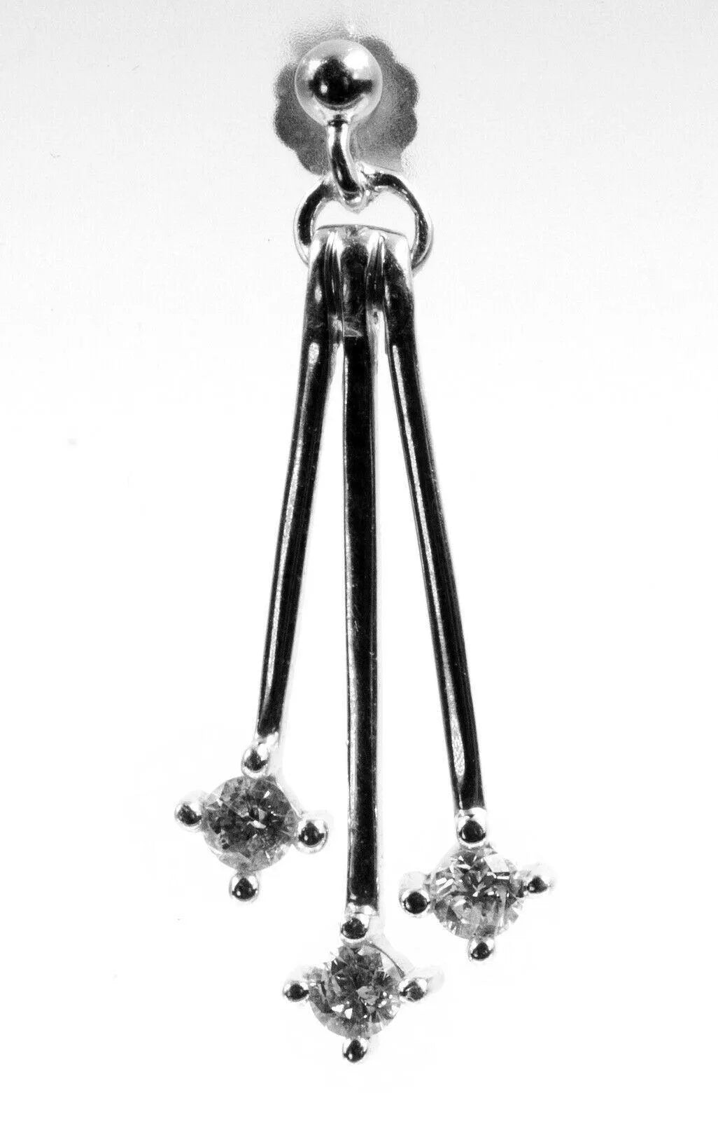 14K White Gold Diamond Dangle Earrings Multi Bar Drop