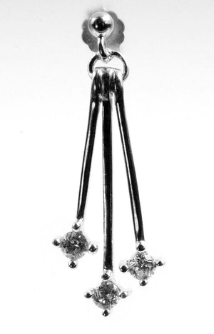 14K White Gold Diamond Dangle Earrings Multi Bar Drop