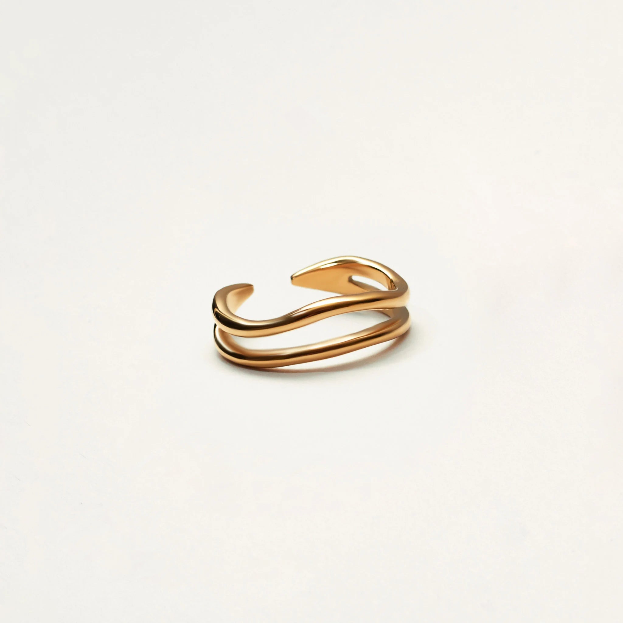 Waterproof Gold Double Band Ring - Adjustable Stainless Steel Ring - Tarnish Free Gold Ring - Elegant Dainty Ring for Everyday
