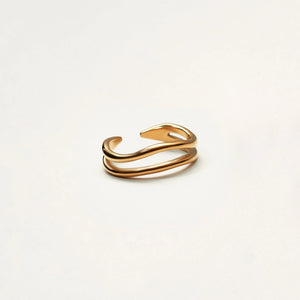 Waterproof Gold Double Band Ring - Adjustable Stainless Steel Ring - Tarnish Free Gold Ring - Elegant Dainty Ring for Everyday
