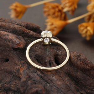 Classic Solitaire Engagement Ring,Yellow Gold Lab Diamond Ring, Oval Cut Wedding Ring, Minimalist Anniversary Ring Women,Bridal Promise Ring