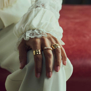 Stunning Organic Chunky 18Ct Gold Plated Band Ring.