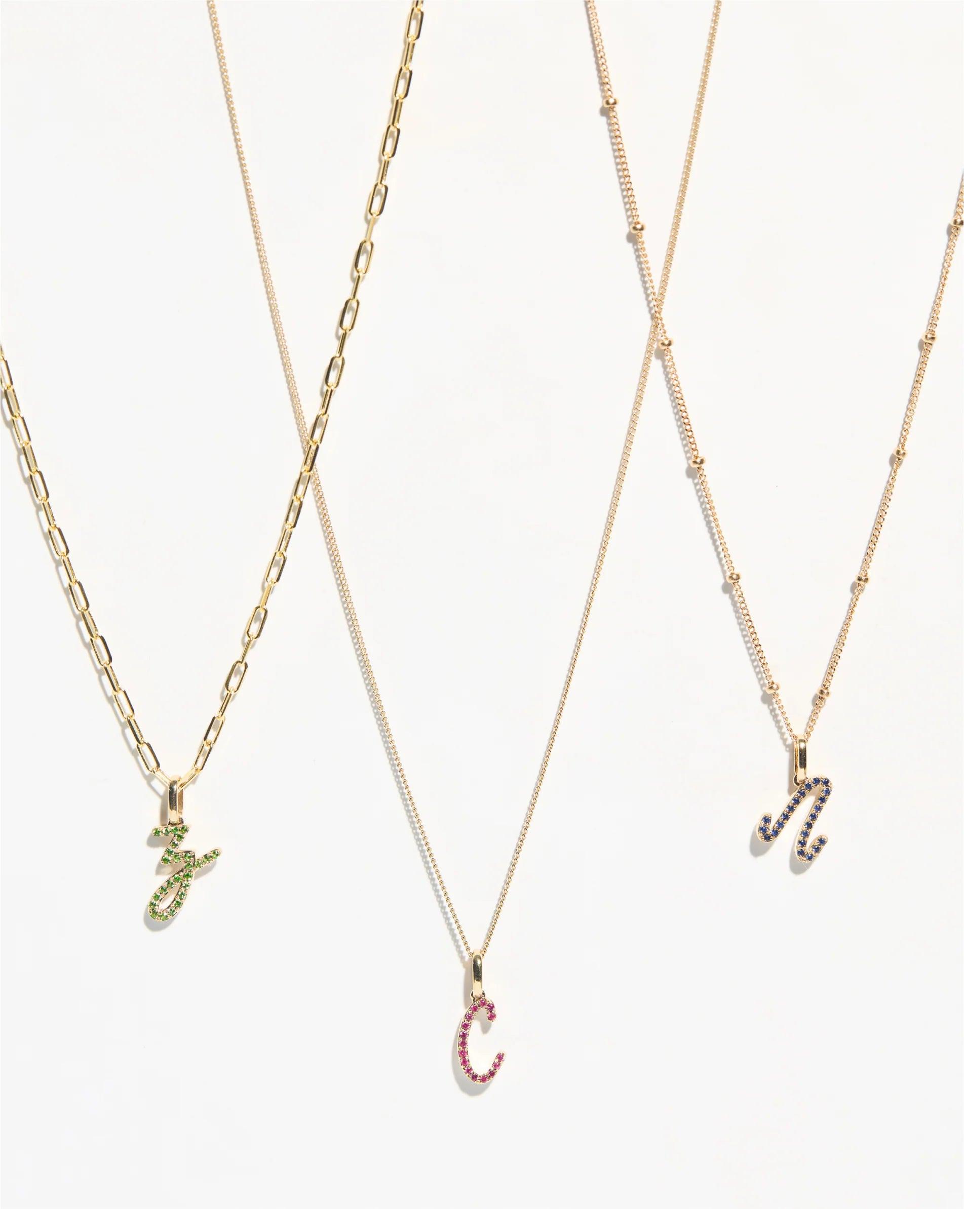 Personalized Gemstone Initial Pendant - Customizable Elegance.