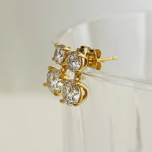 Genuine Moissanite Double Drop Earrings: Platinum Overlay Sterling Silver