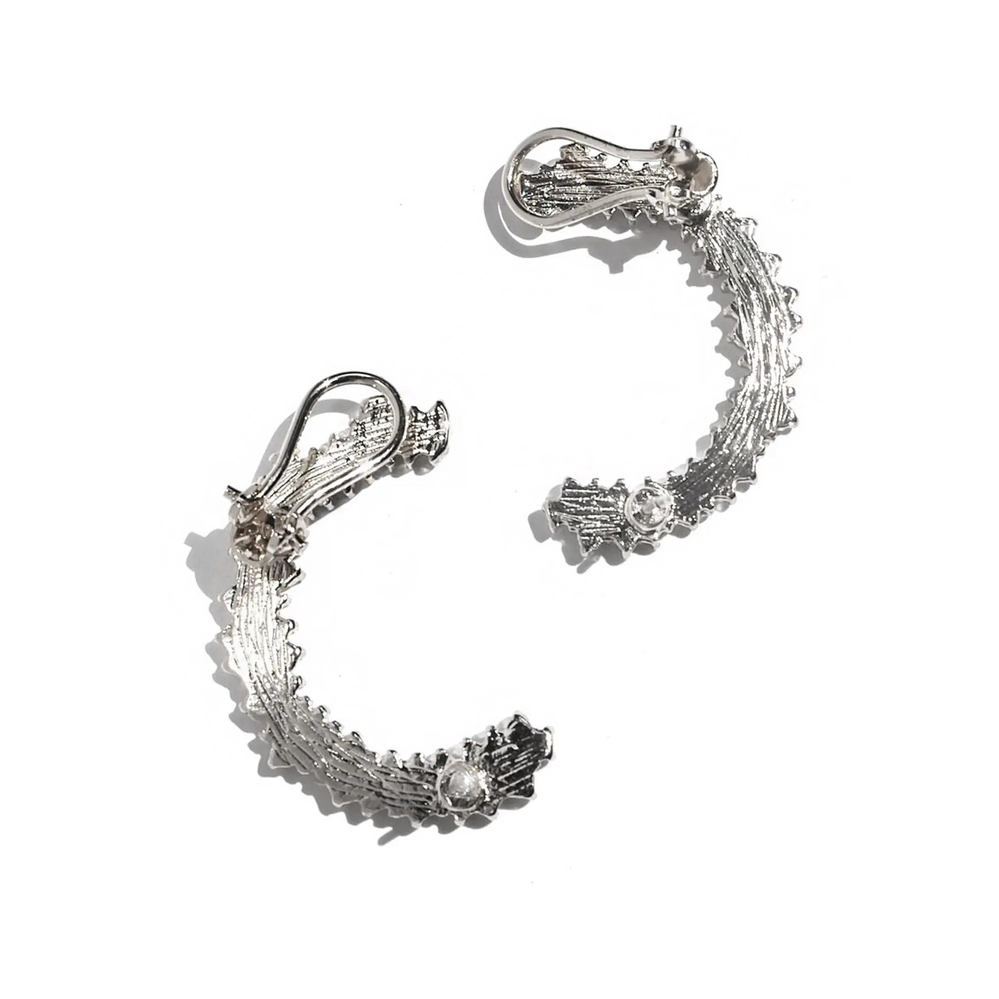 Crescent Cubic Zirconia Ear Cuff: Silver Party Earrings