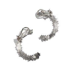 Crescent Cubic Zirconia Ear Cuff: Silver Party Earrings