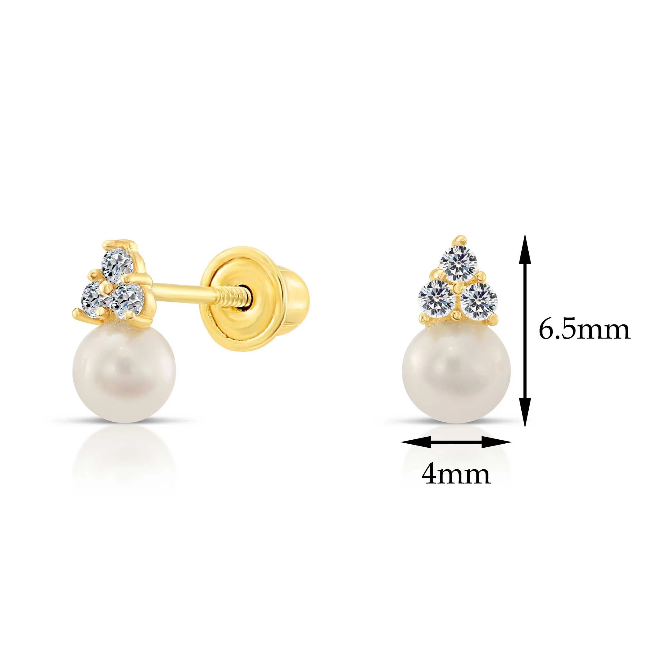 10K Yellow Gold Tiny Pearl Stud Earrings