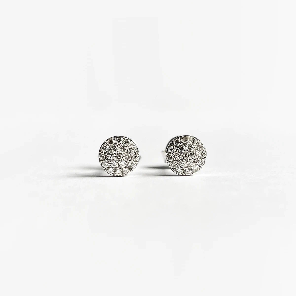 14K Solid Gold round Pave Diamond Studs