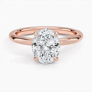 2Ct Oval Moissanite Engagement Ring: 14K Gold Sleek Band