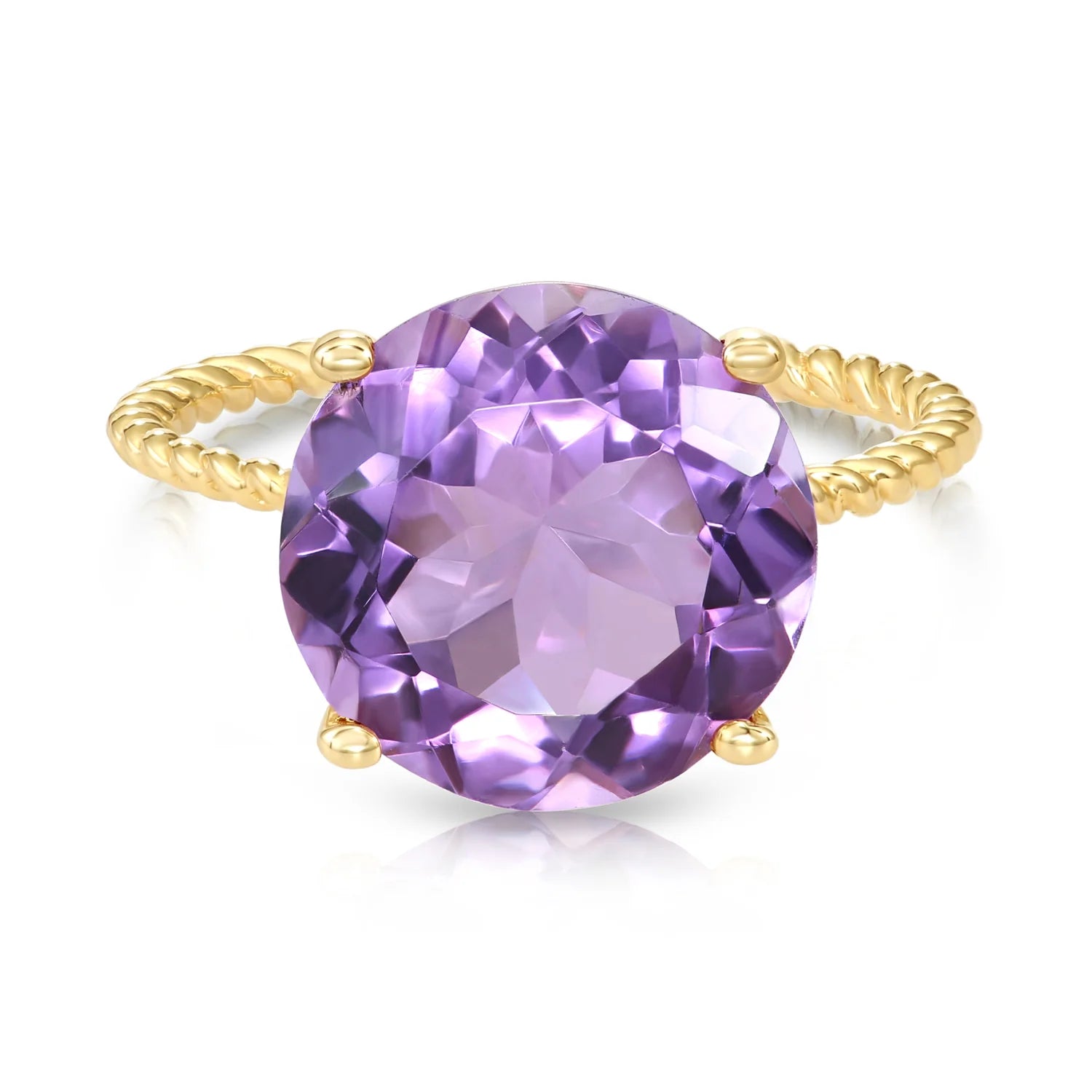 14K Yellow Gold 5 Carat Purple Amethyst Gemstone Ring, "Ms. Luscious"