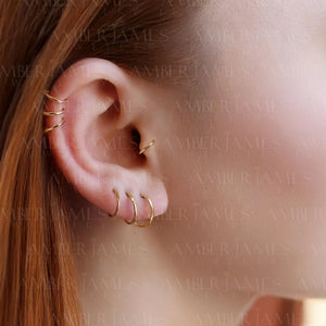 20G Tiny Huggie Hoop Earrings, Plain Helix Hoop Earrings, Dainty Hoop Earrings,Dainty Tiny Sterling Silver Huggies, 18K Gold Plated Hoops,