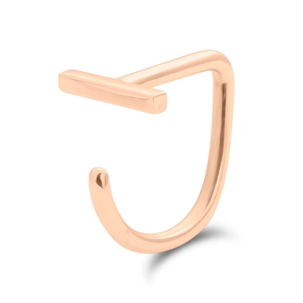 14K Solid Gold Bar Claw Huggie Earrings - Elegant Dainty Gold Hoops.