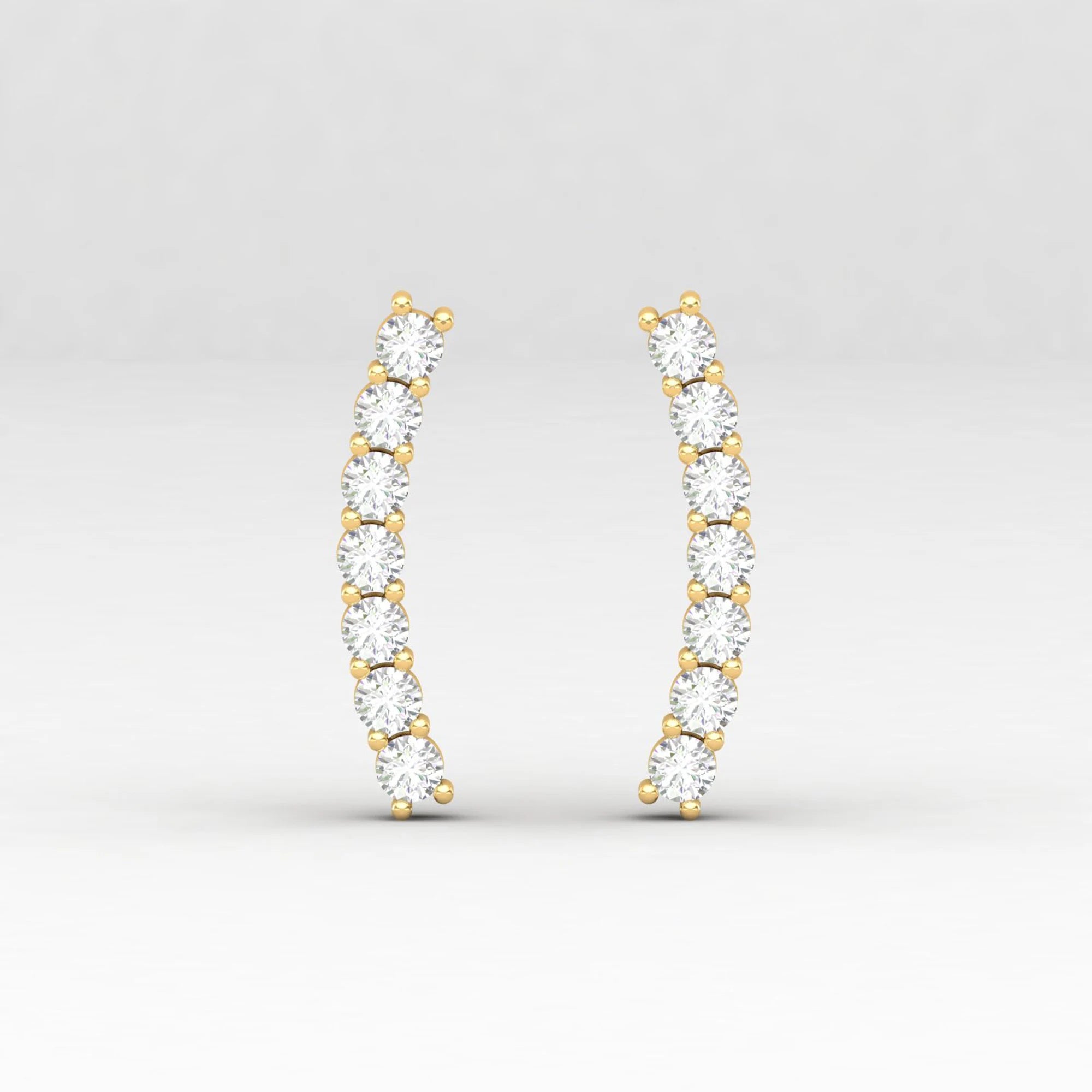 Diamond Earrings, Diamond Bar Earring, Curved Cartilage Earring, Crawler Earring for Women, Helix Piercing, Diamond Climber, Gift for Her