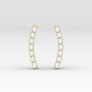 Diamond Earrings, Diamond Bar Earring, Curved Cartilage Earring, Crawler Earring for Women, Helix Piercing, Diamond Climber, Gift for Her