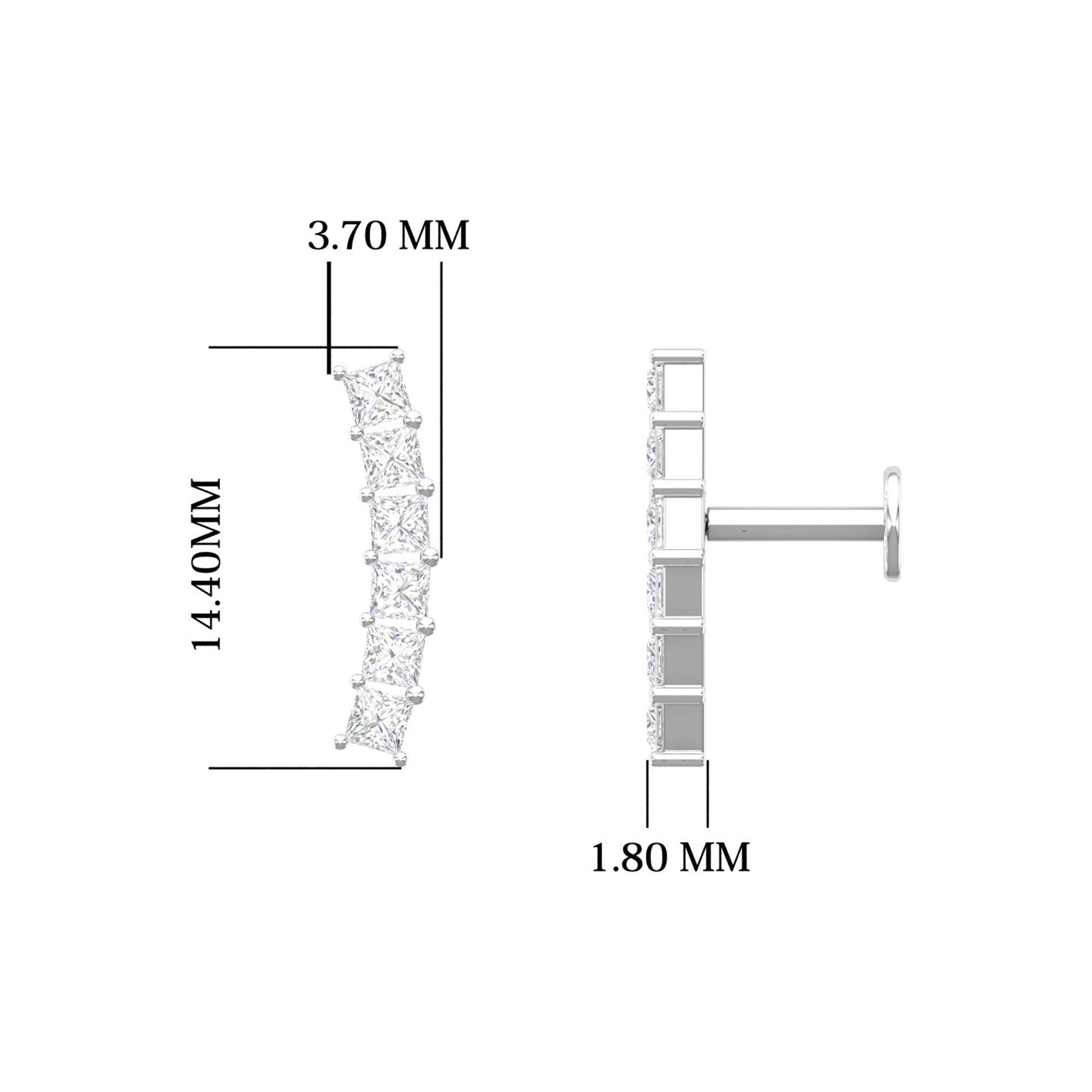 Princess Diamond Ear Climber, Princess Diamond Ear Crawler, Gift Idea , Earring for Women, Princess Cut Diamond Earrings, Diamond Earrings