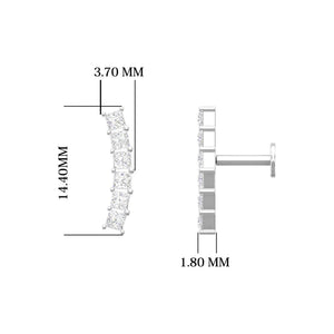 Princess Diamond Ear Climber, Princess Diamond Ear Crawler, Gift Idea , Earring for Women, Princess Cut Diamond Earrings, Diamond Earrings