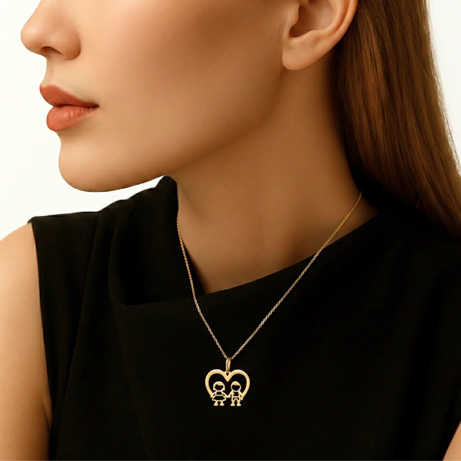 Stunning 14K Yellow Gold Heart Pendant Necklace for Boys & Girls.