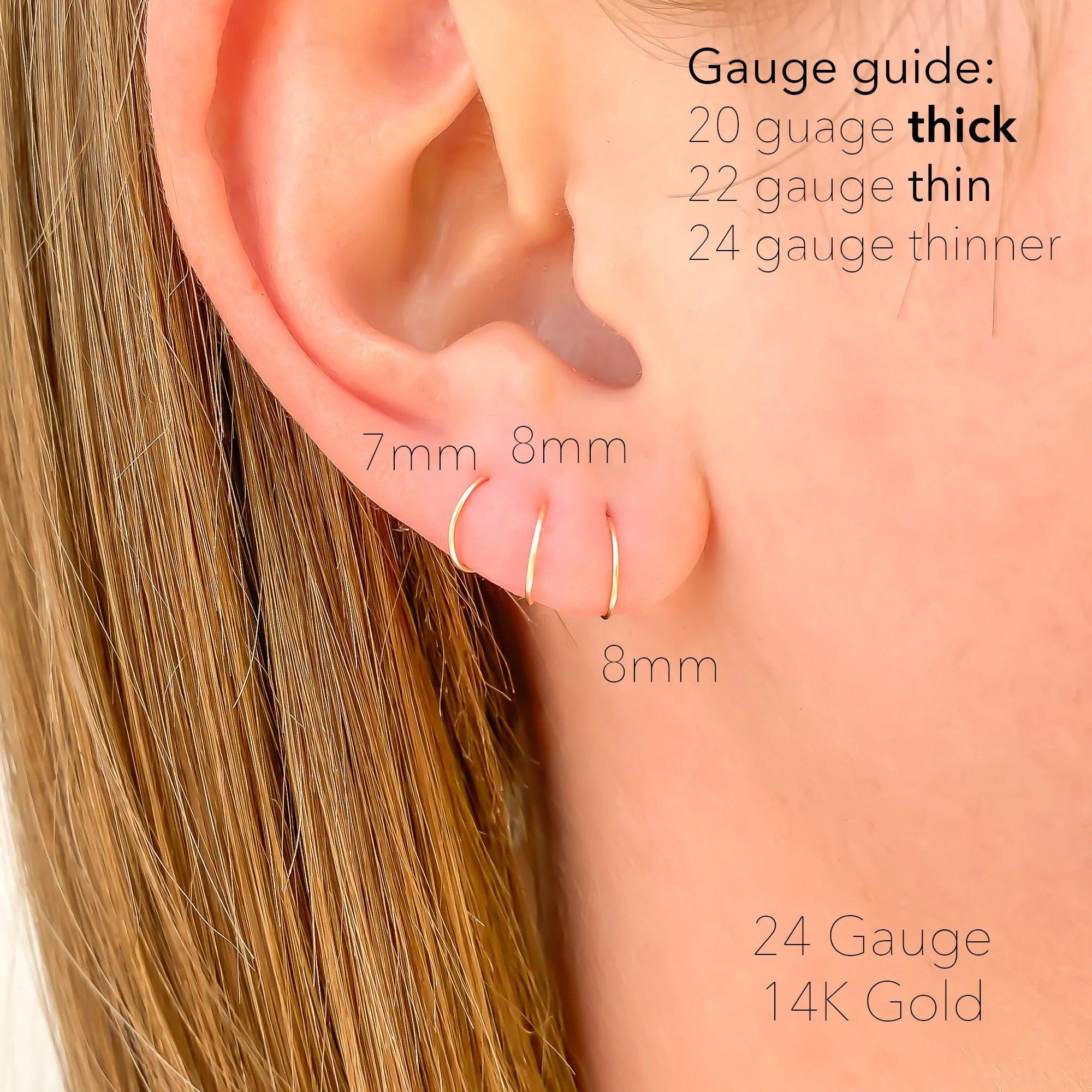 Elegant 14K Solid Gold Huggie Hoop Earrings - Dainty Minimalist Design, Available in Singles or Sets.