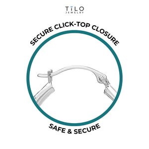 14K White Gold Classy Diamond-Cut Hoop Earrings, Hand Engraved Special Quality Hoops, Made in the USA, by TILO Jewelry
