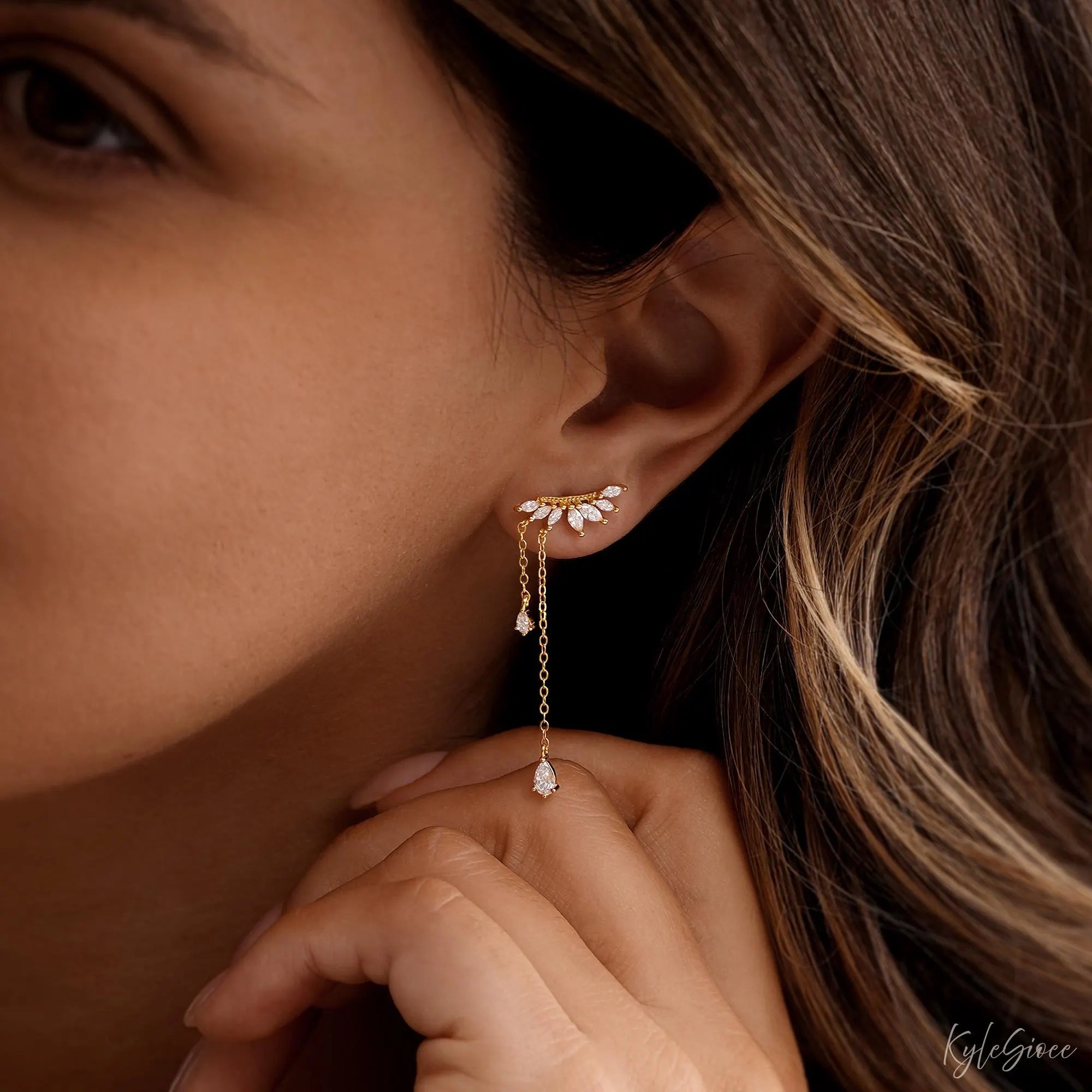 Dainty Diamond Dangle Drop Earrings, CZ Diamond Tassel Earrings, Sterling Silver Earrings, Wedding Jewelry, Bridesmaid Gifts,Christmas Gifts