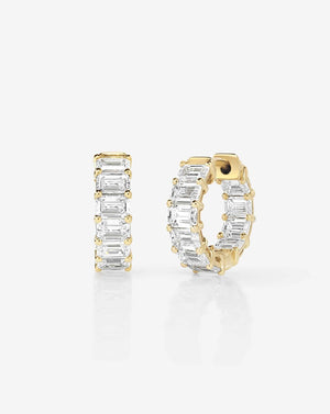 Stunning Emerald Lab Diamond Huggies - Elevate Your Style!.