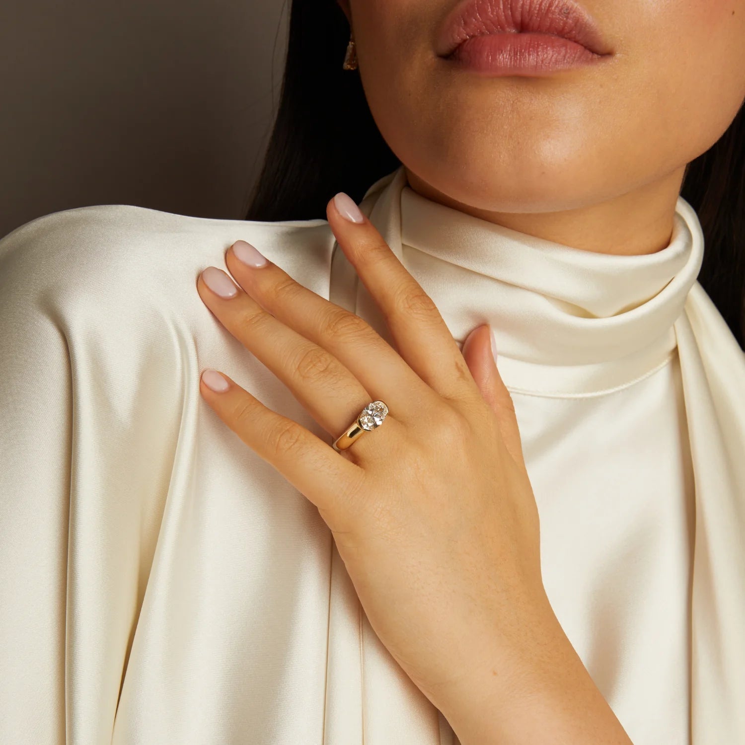 2Ct Oval Lab Grown Diamond Floating Signet Ring NikNenz™ Premium Gold & Diamonds