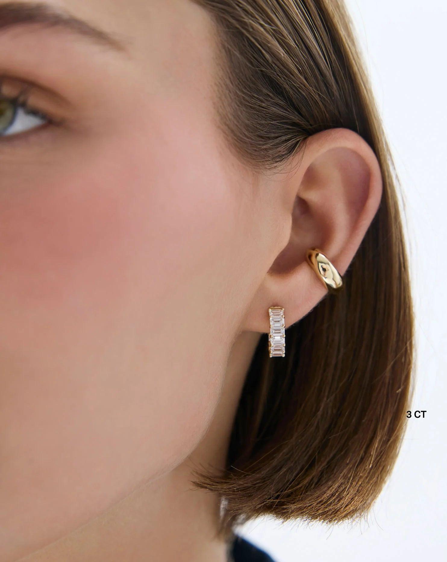 Stunning Emerald Lab Diamond Huggies - Elevate Your Style!.