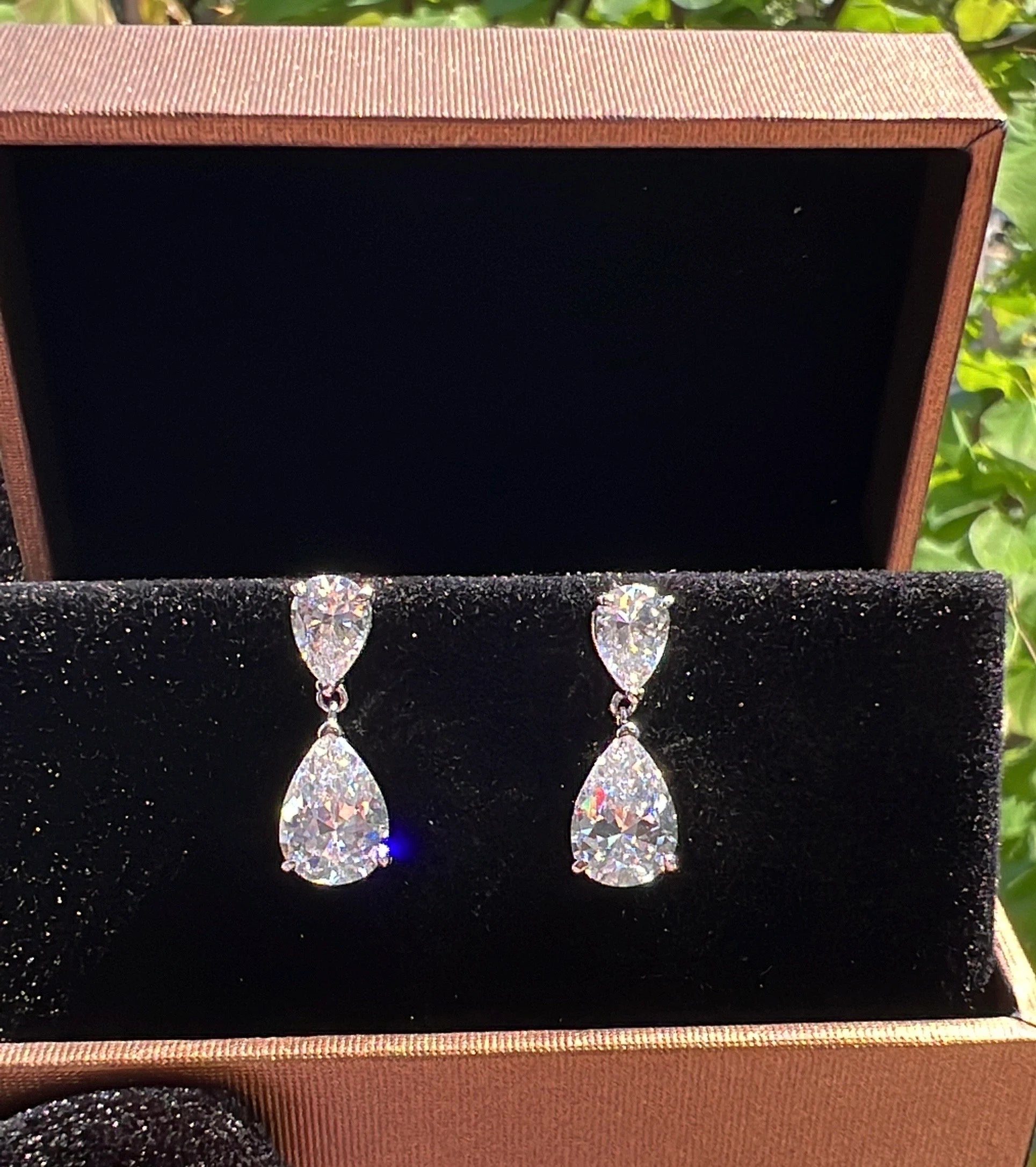 3 Carat Mini Dainty Pear Diamond Drop Dangle Earrings Exquisite ART DECO Style S925/14K18K GOLD