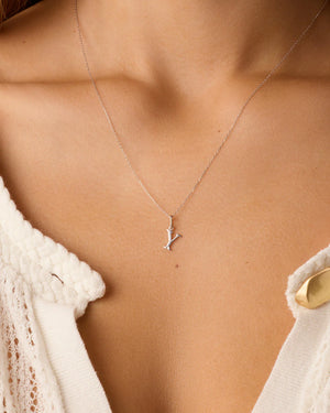 Diamond Vintage Alphabet Charm Necklace