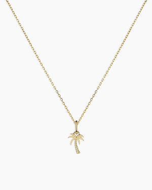 Gold Palm Charm Necklace
