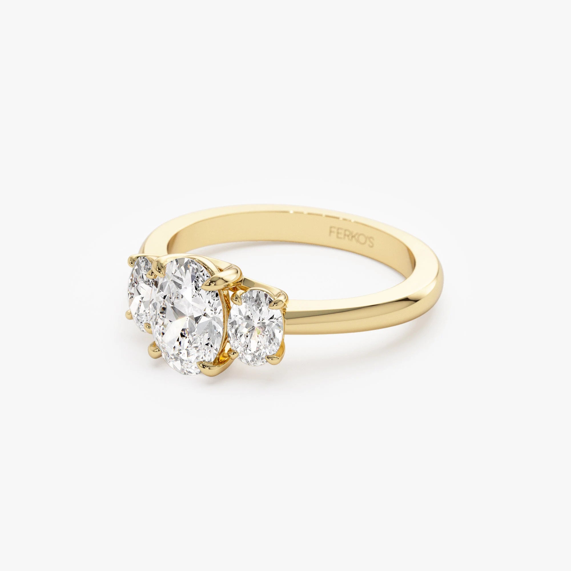 Engagement Ring Oval Shape, 1.50 Ctw 14K Gold Oval Shape Lab-Grown Diamond Three Stone Engagement Ring, Minimalist Wedding Ring, Serena
