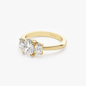 Engagement Ring Oval Shape, 1.50 Ctw 14K Gold Oval Shape Lab-Grown Diamond Three Stone Engagement Ring, Minimalist Wedding Ring, Serena