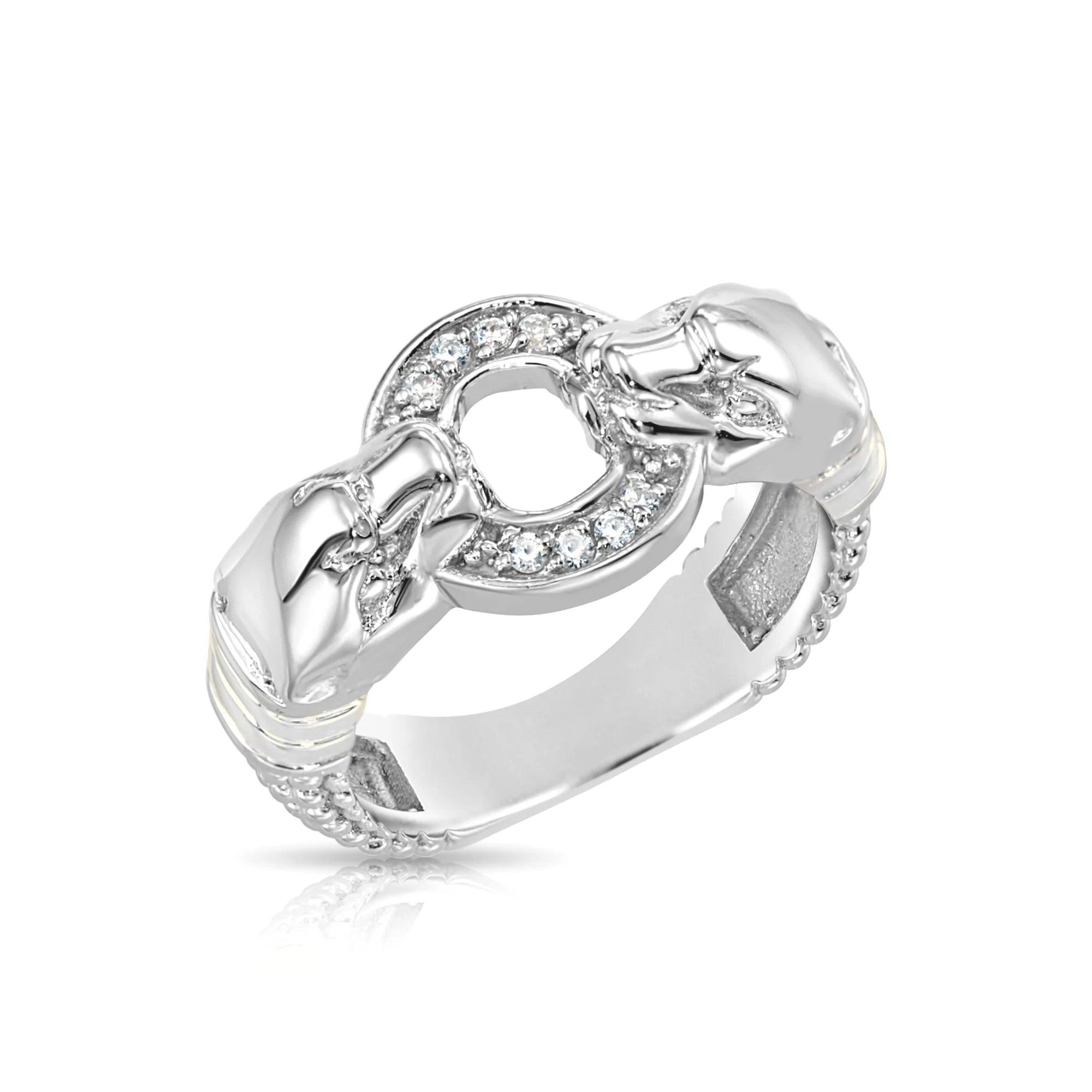 Stunning Two-Tone Sterling Silver Jaguar Ring.
