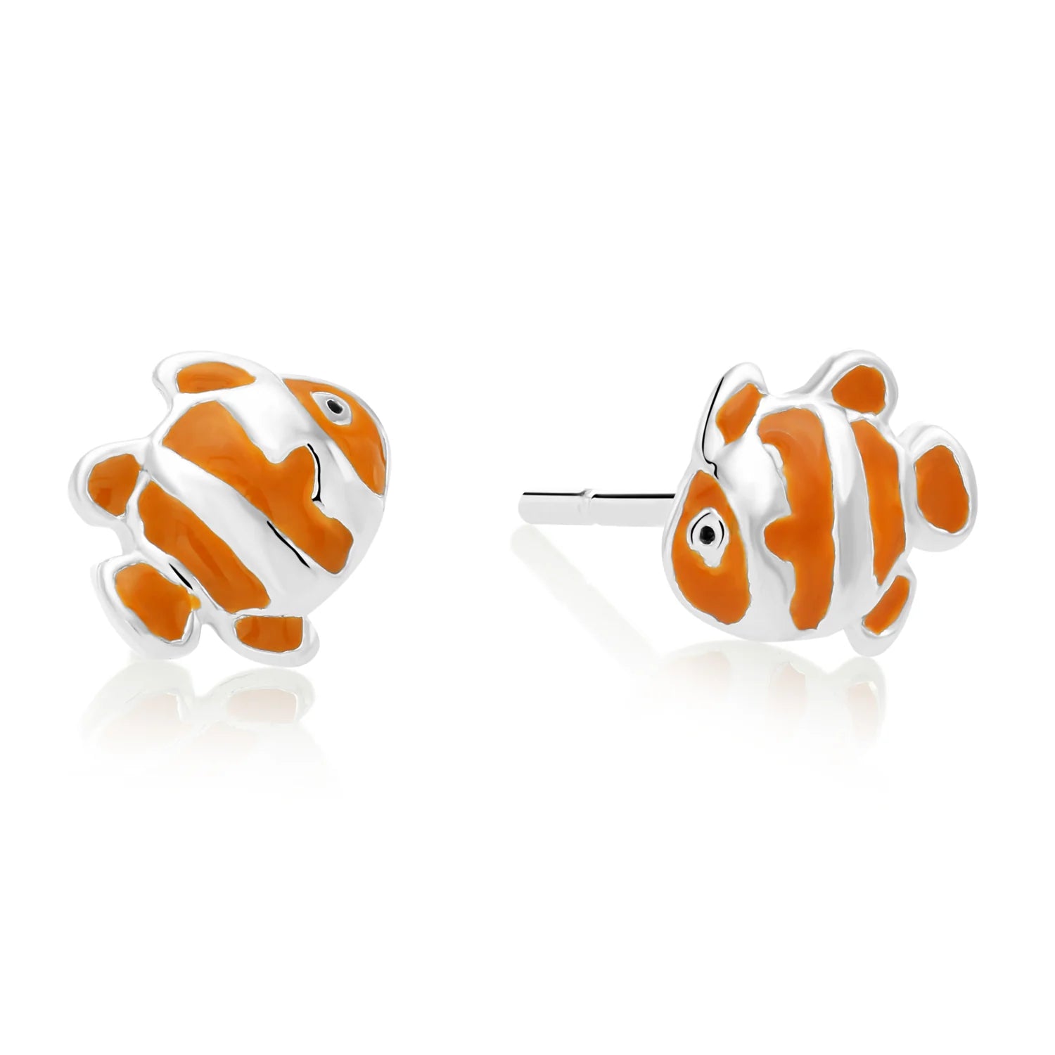 925 Sterling Silver Nemo Clownfish Enamel Studs, Pushback