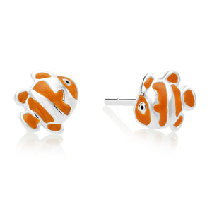 925 Sterling Silver Nemo Clownfish Enamel Studs, Pushback