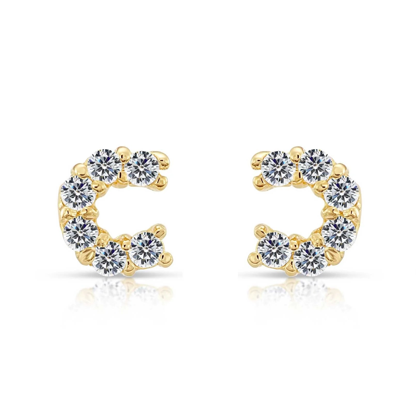 10K Yellow Gold Tiny Lucky Horseshoe Stud Earrings