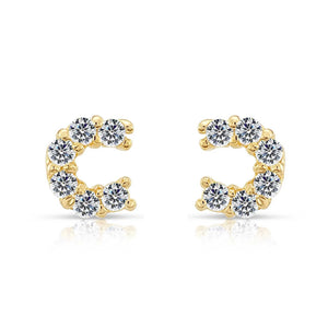 10K Yellow Gold Tiny Lucky Horseshoe Stud Earrings
