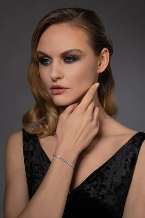 Elegant Silver Cubic Zirconia Adjustable Tennis Bracelet for Women and Girls.