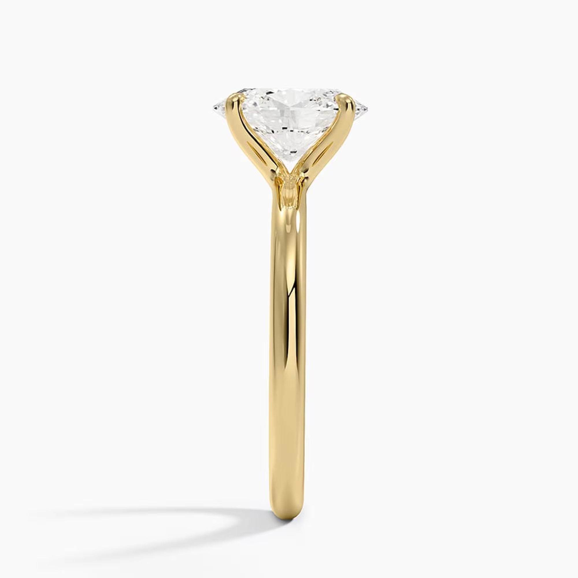 2Ct Oval Moissanite Engagement Ring: 14K Gold Sleek Band