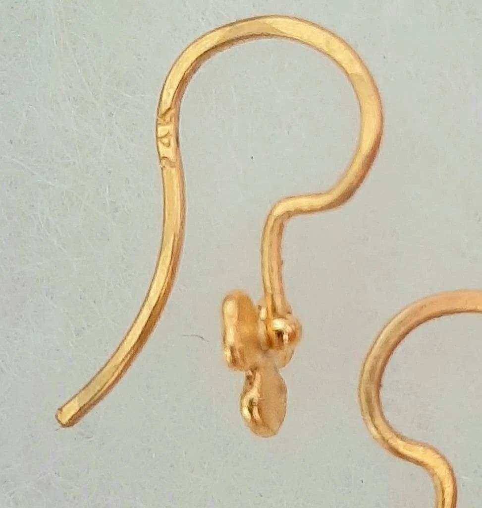 Elegant Handmade 24K Solid Gold Tiny Flower Dangle Earrings - Perfect Gift for Birthdays and Everyday Luxury.