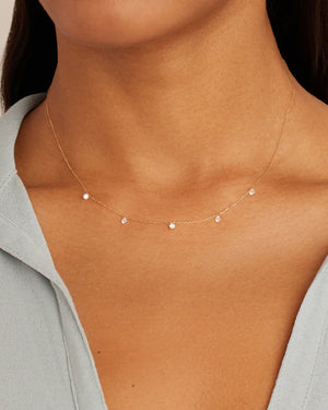 18K Floating Diamond Flutter Necklace