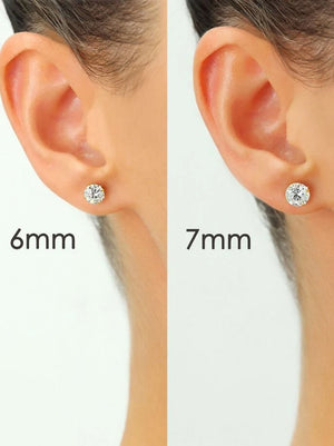 Set of 5! 925 Solid Sterling Silver Basket Set round CZ Stud Earrings, Pushback Sleeper Studs, Simulated Diamond, Unisex, by TILO Jewelry
