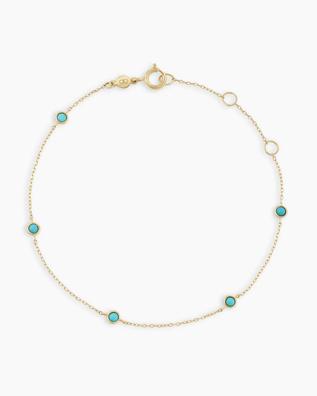 14K Gold Classic Five Turquoise Bracelet